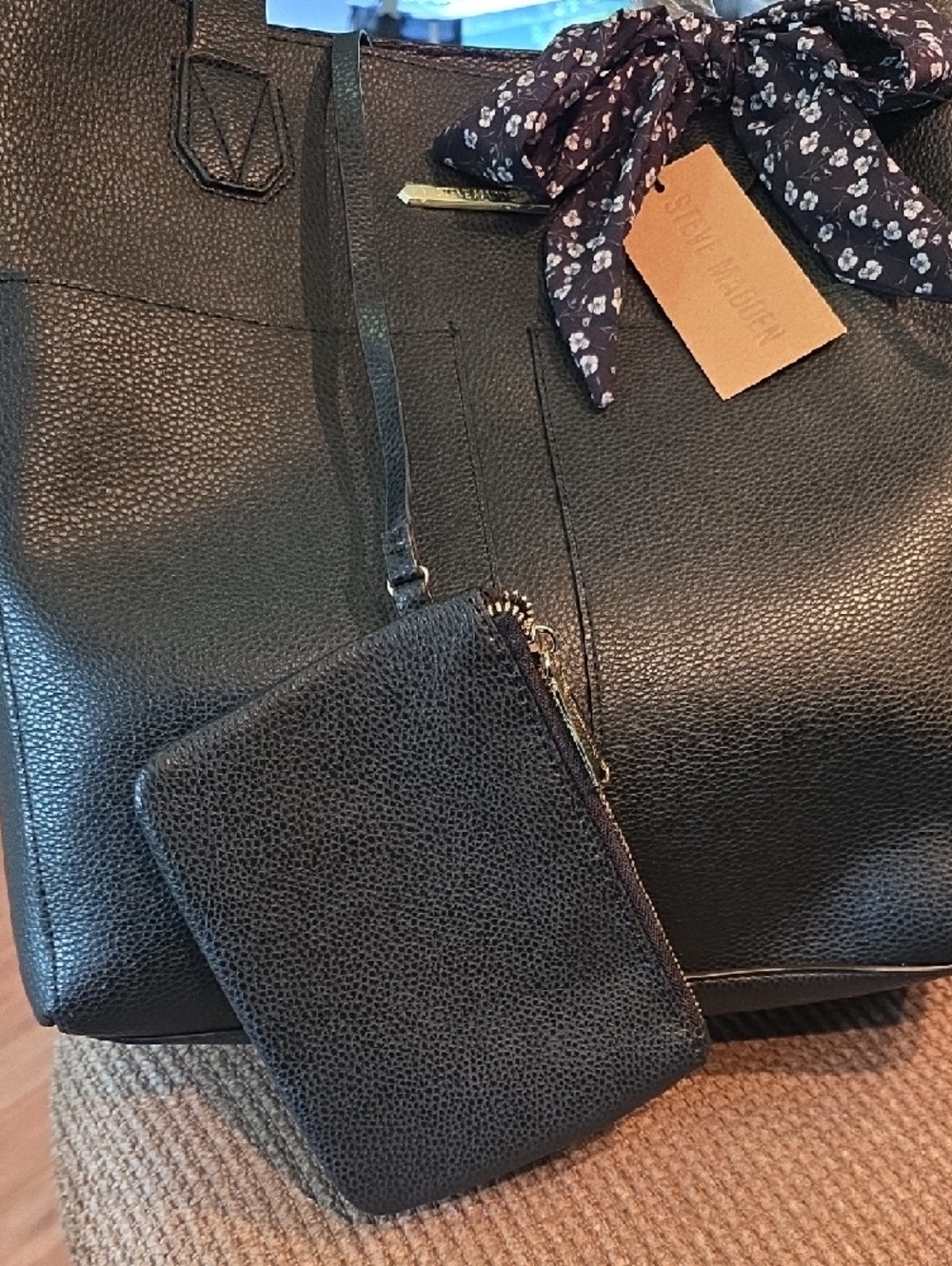 Steve Madden Black BNELLIE Large Tote with Scarf - Picture 6 of 6